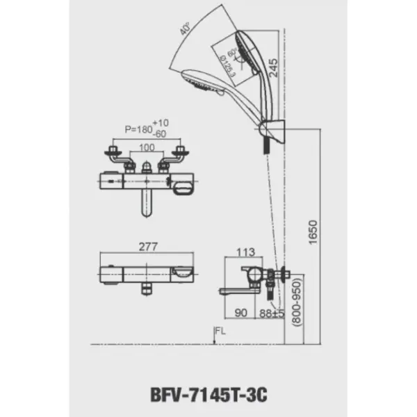 Vòi Sen Tắm Inax BFV-7145T-3C (BFV7145T3C) Nhiệt Độ - Ảnh 2