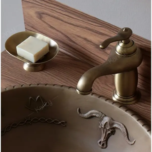 Vòi Lavabo Kanly GCV03 Nóng Lạnh Bằng Đồng Cổ Điển - Ảnh 4